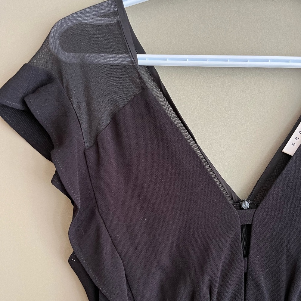 SANDRO PARIS Black V-Neck Sheath Mini Dress size 1 - Picture 3 of 16